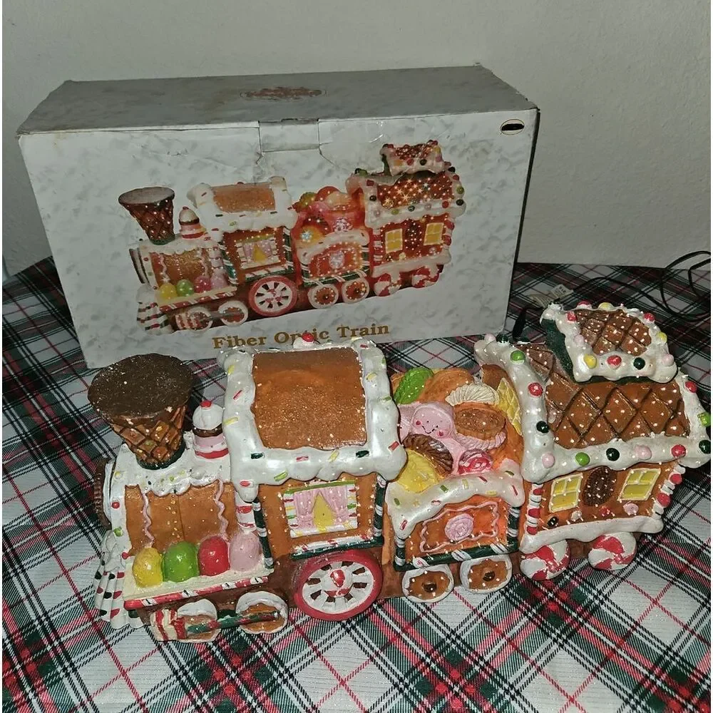 Gingerbread Cookies Fiber Optic Lighted Holiday Train